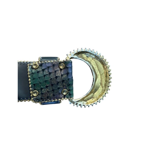 Nina Arjani Genuine Leather Womens Handcrafted Embellished Belt Adjustable Black - Picture 9 of 11